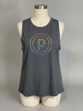 Pure Barre Charcoal Muscle Tee with Rainbow Logo, Small